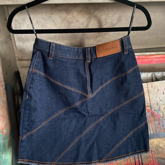 Brand New Shona Joy denim geometric skirt sz 4 nwt - Picture 5 of 5